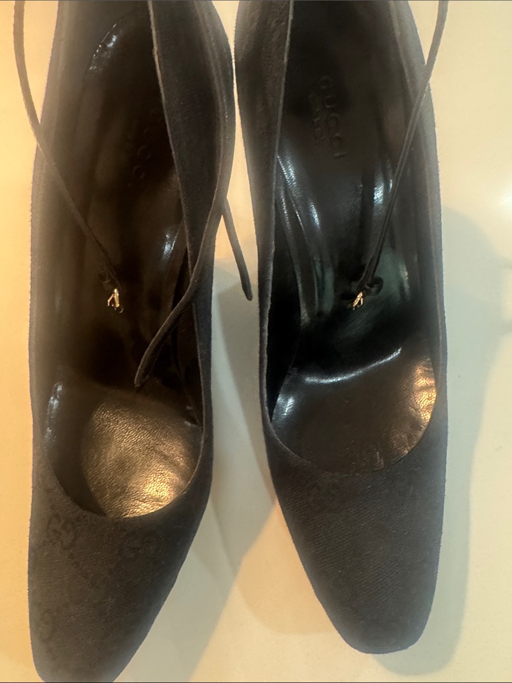 GUCCI “TOM FORD” Classic Black Women's Wedge Pumps with Ankle Strap - Picture 7 of 16